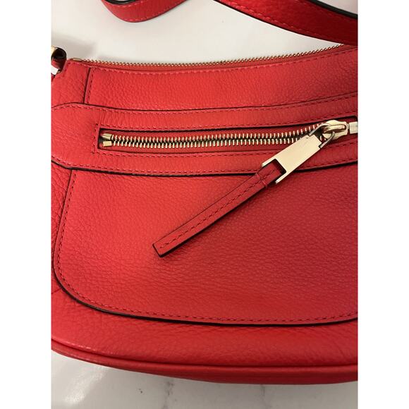 Michael Kors Small Pebbled Leather Cross Body Handbag Bright Red - Picture 2 of 5